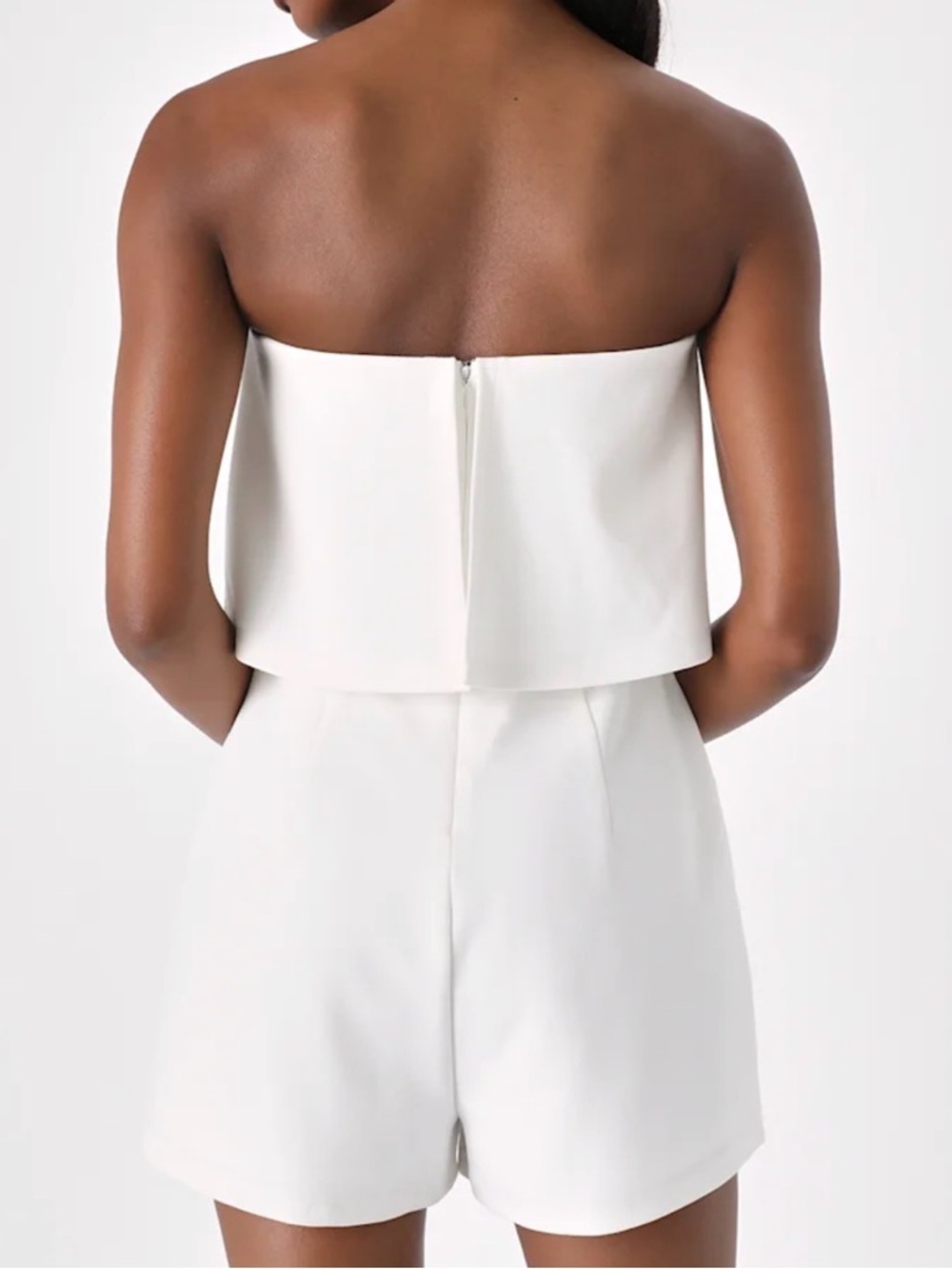 NWOT Sugarlips (L) Strapless Flounce Romper White - Picture 3 of 11